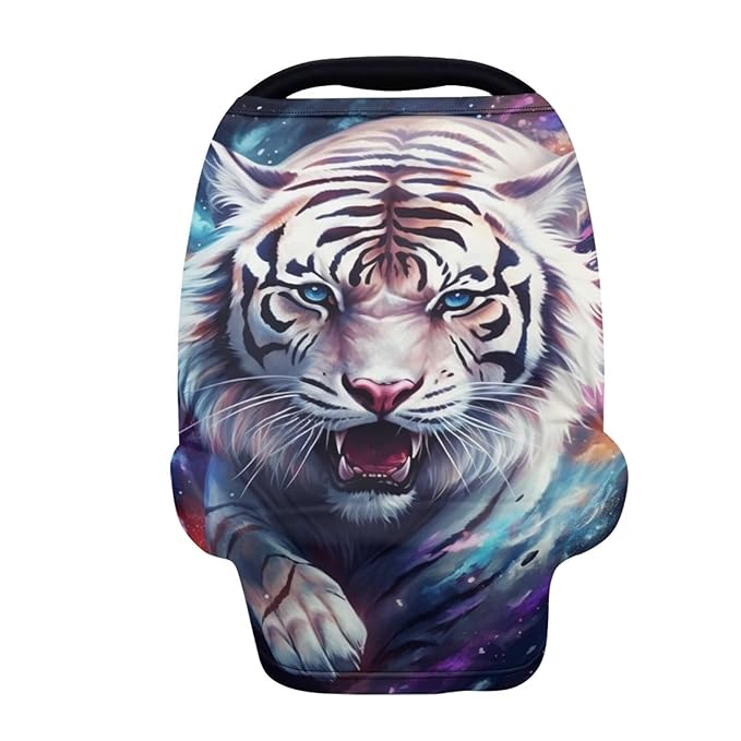 HUIACONG Galaxy Tiger Privacy Nursing Covers Starry Tiger Baby Carseat Canopy Stretchy Travel Breastfeeding Scarf for Boys Breastfeeding Car Seat Cover