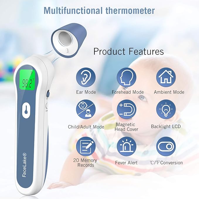 ® FT98 Non Contact Dual Mode Infrared Thermometer for Forehead and Ear