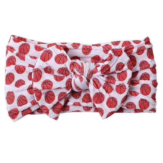 Baby Baseball Headband with Bow Headwear Sport Soccer Headband Bowknot Wide Hair Band Football Hair Bow for Toddler Infant TSFD55 (Basketball Pattern)