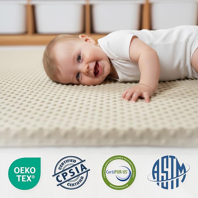 Huloo Sleep Baby Floor Play Mat for Playpen, Extra Thick 50"x50" Padded Mat with Ultra Soft 3D Minky Dot & Removable Washable Cover, Non-Slip & Safe for Crawling,Tummy Time,Infant/Toddler(Beige)