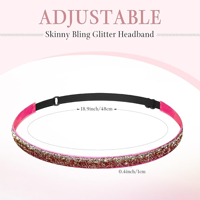 WILLBOND 10 Pcs Glitter Non Slip Running Headbands Girls Elastic Sports Velvet Sparkly Fabric Stretchy Shiny Headband Workout Fashion Hair Accessories for Women Party Favor(0.4 Inches,Multicolor)