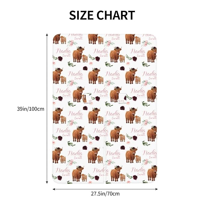 Personalized Baby Car Seat Canopy for Babies, Custom Name Baby Car Seats Covers for Girls, Opening Minky Nursing Breastfeeding Cover for Infant, Carseat Canopies for Newborn (High Land Cow Floral)
