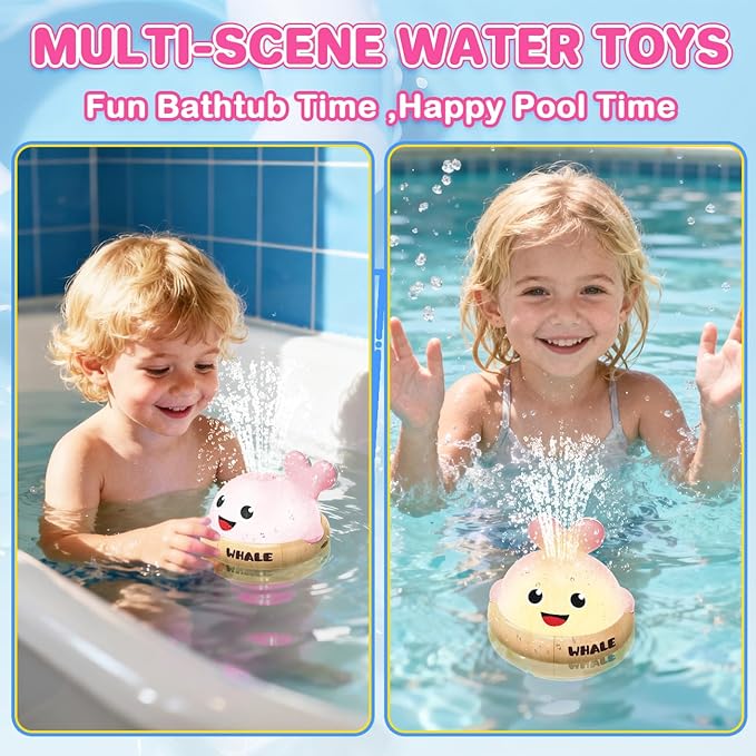 Rechargeable Glowing Whale, Water Sprinkler Bath Toy, Multi-Color Changing Lights & Sprayer for Toddlers 1-3, Outdoor Pool Bathtub Toys Baby Kids, Birthday Gift Boys Girls Age 1 2 3 Year Old