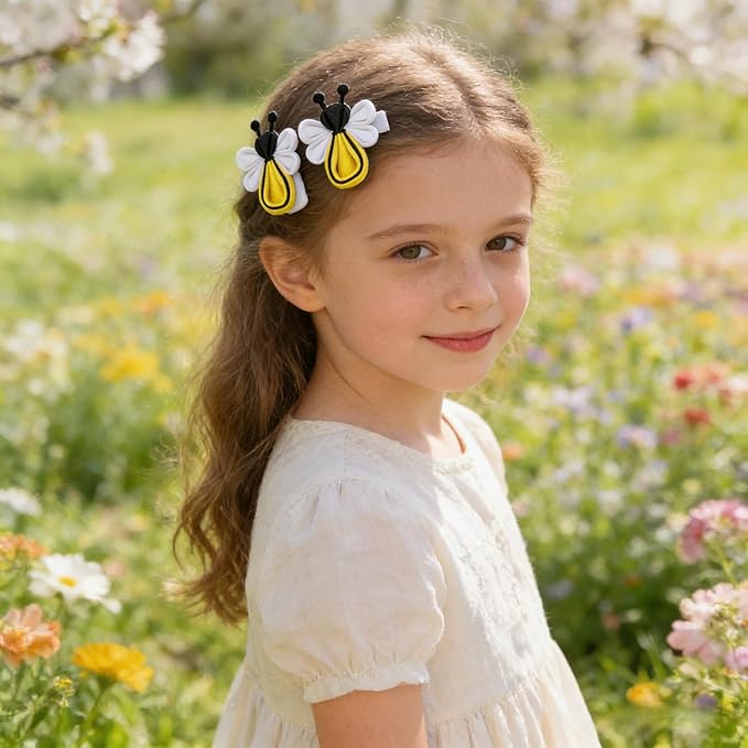 Doneace Bee Hair Clips Yellow Hair Clip for Girls Cute Bee Hair Accessories Handmade Honeybee Alligator Hairpins Animal Headdress Spring Hair Barrettes for Hair Styling Baby Kids Toddlers Teens 2Pcs