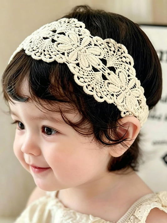 Baby Girls Hairband Soft White Bow Lace Headband Elastic Floral Hairbands Hair Accessory for Newborn Infant Toddler