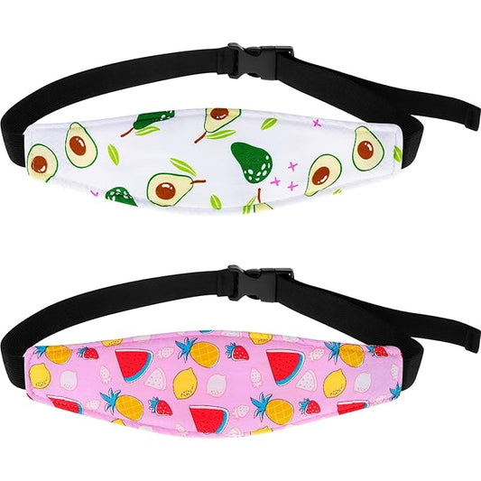 HESTYA 2 Pcs Carseat Head Support Toddler, Stroller Seat Headrest for Sleeping Traveling, Neck Relief Headband Strap for Kids Children Toddler Infant(Fruit)