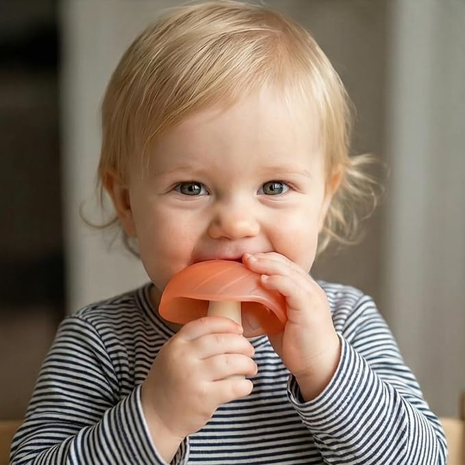 Baby Umbrella Teething Toy, Food Grade Silicone Teether for 0-12 Months - BPA Free Infant Chew Toy with Travel Case, Easy to Hold & Clean Teething Relief, Baby Shower Favorite