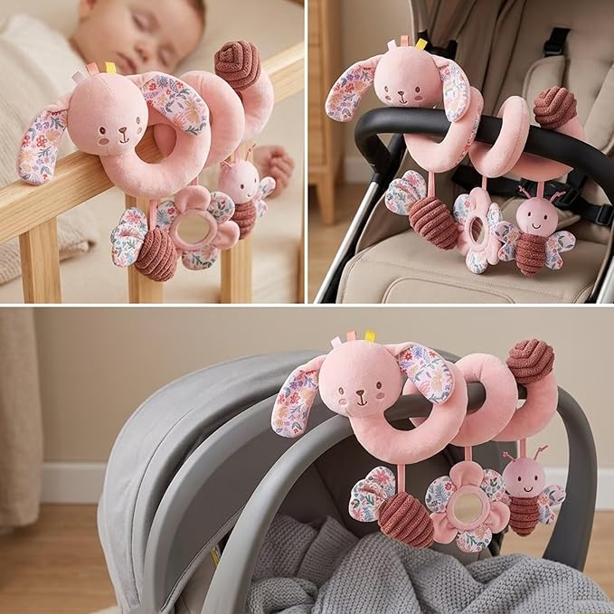 Multi-Use Baby Spiral Activity Toy – Spiral carseat Toy for Car Seat, Stroller,Play Gym, Keeps Baby Quiet, Easy Travel Solution