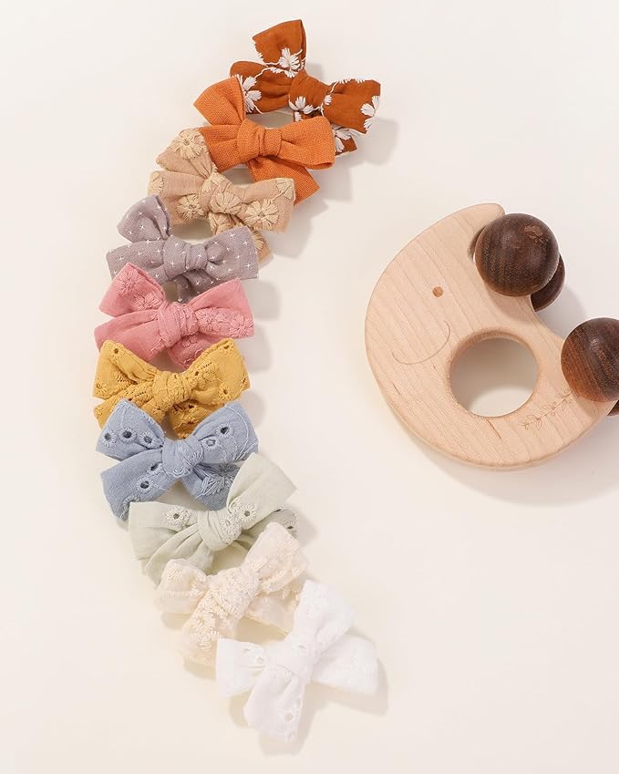 jollybows 20pcs Mini Fully Lined Hair Clips and Bows for Girls, Infants, Toddlers, Kids, and Teens - 2" Tiny Barrettes for Fine Hair