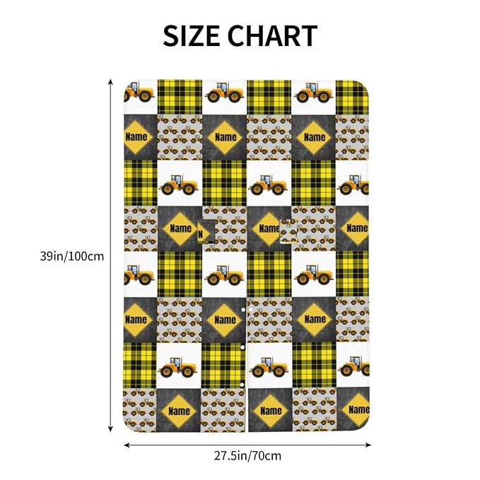 Personalized Tractor Yellow Baby Car Seat Canopy for Babies with Name, Custom Car Seat Covers for Baby Boys, Peekaboo Opening Minky Nursing Cover Infant Car Seat Canopies for Newborn