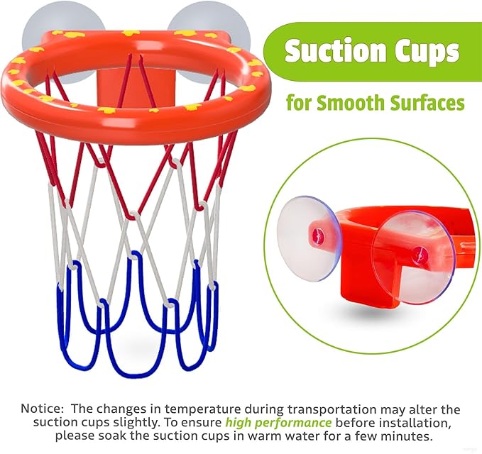 MARPPY Bath Toys - Bathtub Basketball Hoop for Kids Toddlers - Mold Free Bath Toys with Suction Cup & 3 No Hole Balls - Shower and Bathtub Toys for Toddlers - Boys Girls