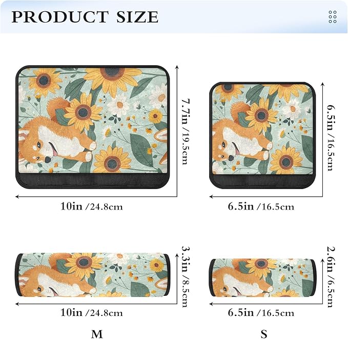 CHIFIGNO Pack of 2 Cute Dogs and Sunflowers Seat Belt Cover Pad Comfortable Car Seat Strap Pads Shoulder Pad Auto Interior Accessories Protect Your Neck and Shoulder