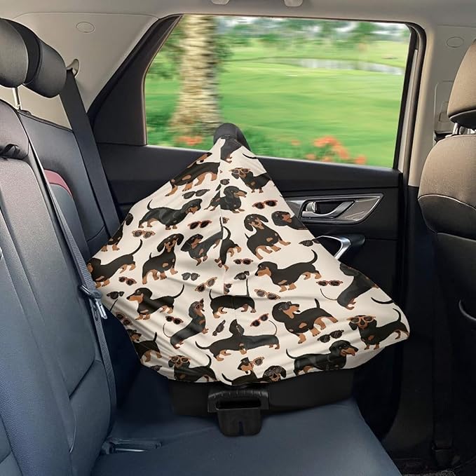 AFPANQZ Dachshunds Sunflower Nursing Cover Breastfeeding Covers Stretchy Babies Car Seat Cover Gender Neutral Soft Breathable Infant Carseat Canopy Shopping Cart Stroller Canopy for Baby