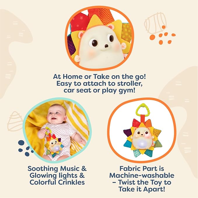 B. toys – Baby Musical Light – Up Hedgehog Toy with Lights & Sounds – Sensory Toy for Newborns, Babies – Music & Glowing Lights – RainGlow Buddy – 0+ Months
