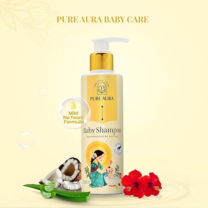 Baby Shampoo, 100ml, Infused with 10 Ayurvedic Natural Herbs, Paraben-Free, Chemical-Free, Gentle & Nourishing for Newborns & Kids