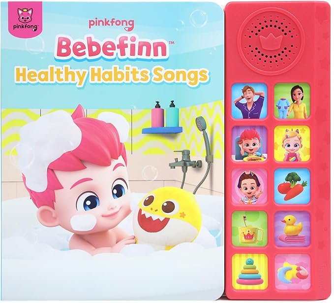 Bebefinn Healthy Habits Songs Musical Sound Book for Toddlers 1–3 | 10 Buttons, 10 Songs Interactive Learning Toy by Pinkfong