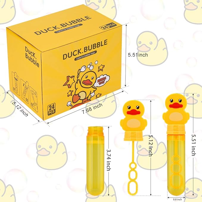 Bubbles for Kids Rubber Duck Toy Party Favors 24 pcs Outdoor Bubble Wands Birthday Party Gift Bath Toy Rubber Duck Pool Toy Rubber Duck