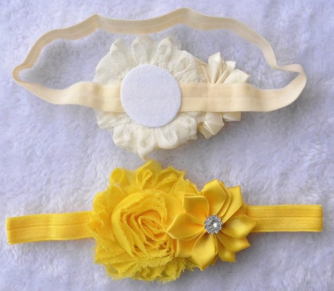 QandSweet Baby Girl Headbands with Polygonal Flower Inlay Rhinestone for Photography (10 Pack)