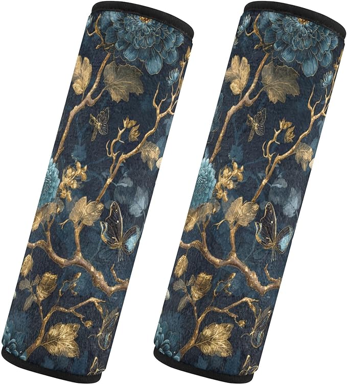 2 Pack Seatbelt Covers Seat Belt Cover Pad for Adults Boys Girls Car Seat Strap Covers Pads Cushion Universal Shoulder Strap Pad Protector for Backpack Camera Bag 10x7.7Inch Mystical Flowers and Drago