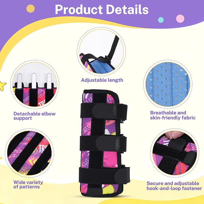 2 Pack Thumb Sucking Deterrent, Nail Biting Treatment Guard, Finger Sucking Prevention for Kids Toddlers – Anti Nose Picking, Scratch Guard, Elbow Immobilizer Splint for Ages 2-6