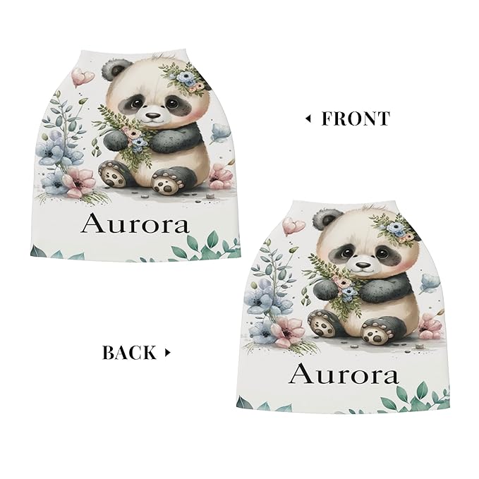 Personalized Panda Baby Car Seat Cover with Name,Multi-Use Canopy for Nursing, Strollers,Shopping Carts,Customized Breastfeeding Cover, Full Privacy,Infant Stroller Cover