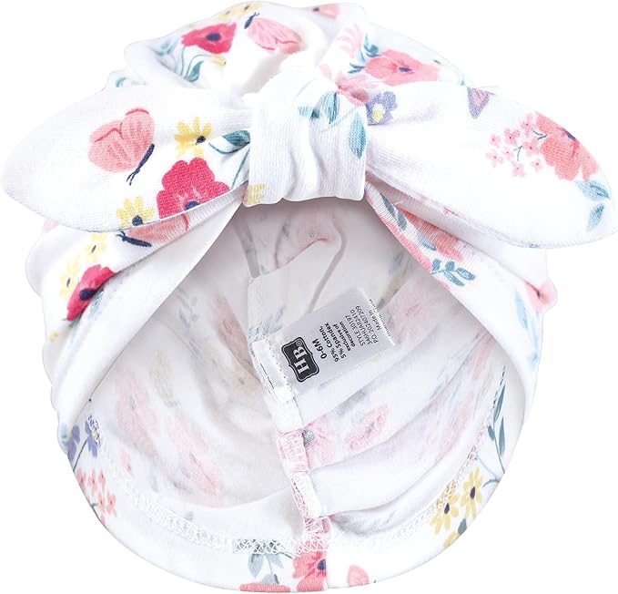 Hudson Baby Infant Girls Turban Cotton Headwraps, 0-24 Months