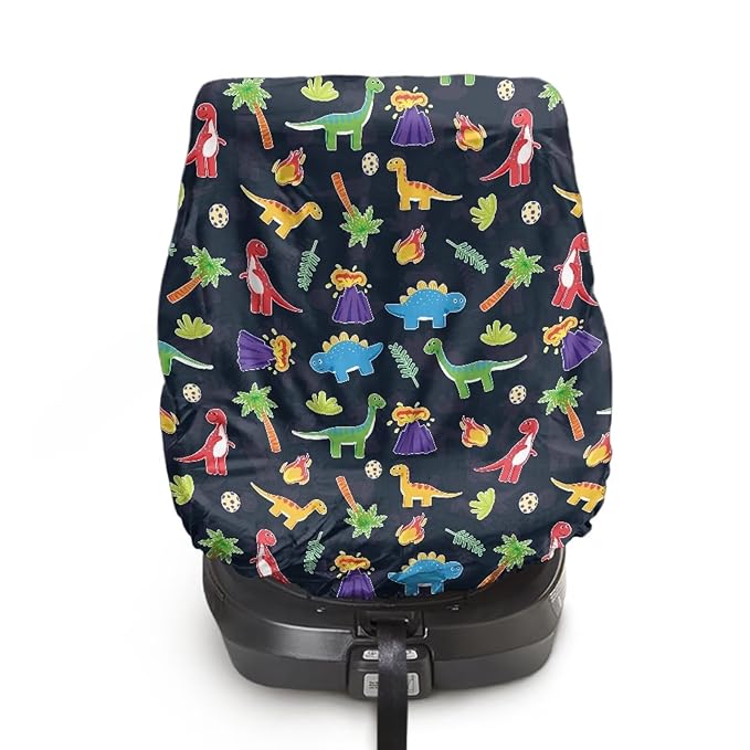 XYZCANDO Dinosaurs Summer Baby Car Seat Cover Cartoon Car Seat Sun Cover for Baby Stretch Summer Carseat Cover Protect from Sun/Hot Days Novelty Toddler Car Accessories Gift for Her