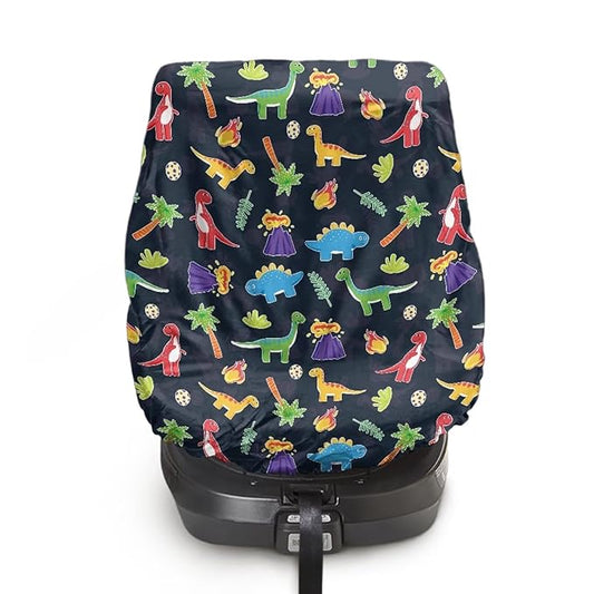 XYZCANDO Dinosaurs Summer Baby Car Seat Cover Cartoon Car Seat Sun Cover for Baby Stretch Summer Carseat Cover Protect from Sun/Hot Days Novelty Toddler Car Accessories Gift for Her