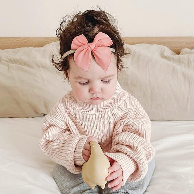 Niceye Baby Girl Bows and Headbands, Stretchy Nylon Hairbands Hair Bows for Newborns, Infants, Toddlers - Handmade Baby Hair Accessories for Girls