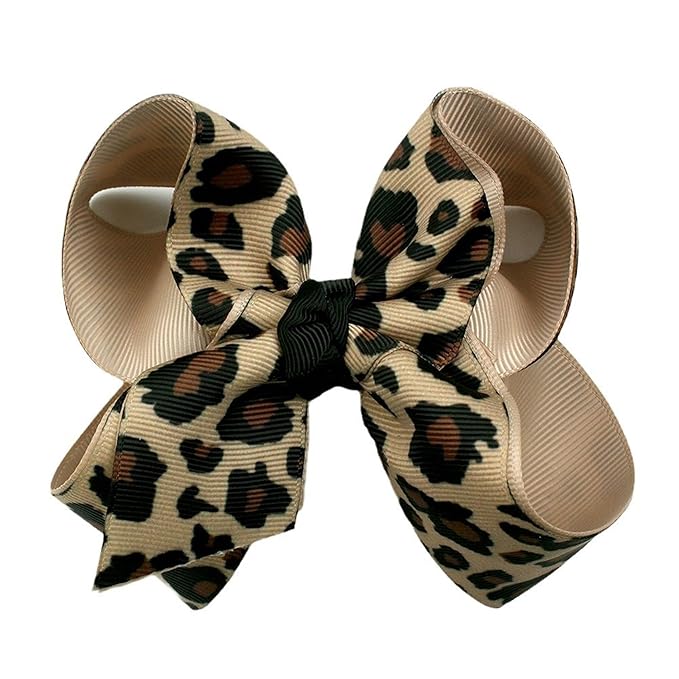 Leopard Hair Bow Clips for Girls Women Animal Print Hair Accessories with Non-Slip Clips, Bow hairpin Hair Accessories.(FJ119) (Leopard 08)