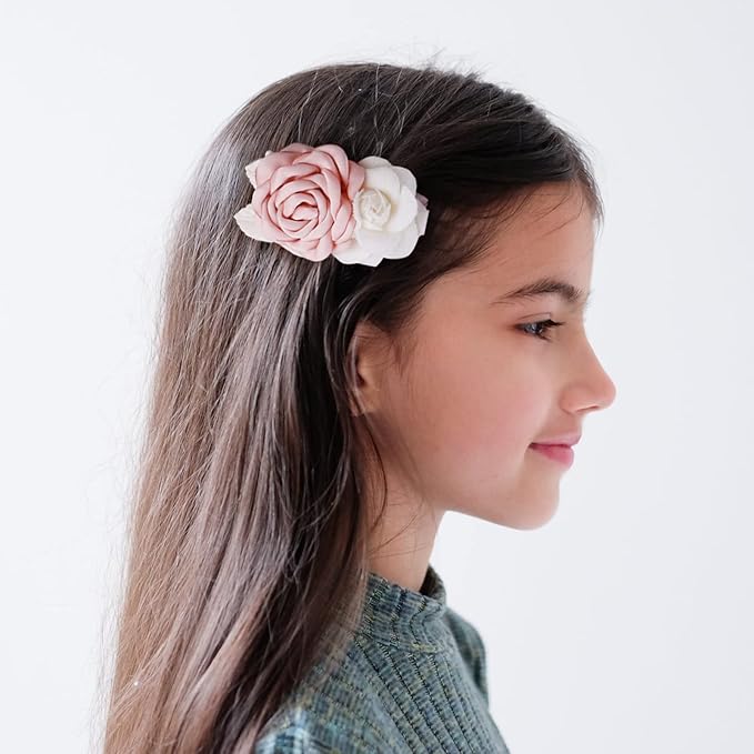 Flower Hair Clips Set-Cherrboll 3pcs Floral Hair Bow Accessories for Baby Girl Toddles Teen Gifts