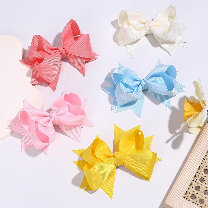 20PCS Oaoleer 4.5inch Grosgrain Ribbon Layered Bows Alligator Clips, Hair Accessories for Baby Girls, Toddlers, Kids, and Teens (Style-A)