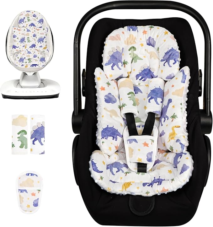 Car Seat Head Support Baby, Soft Infant CarSeat Insert with Strap Covers for Girls, Newborn Insert for carseat, Strollers, Swings, Bouncer