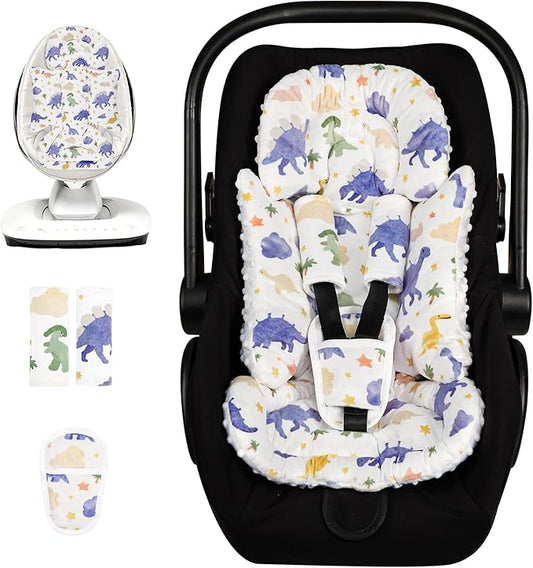Car Seat Head Support Baby, Soft Infant CarSeat Insert with Strap Covers for Girls, Newborn Insert for carseat, Strollers, Swings, Bouncer