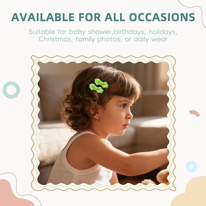 choicbaby 100pcs Baby Hair Bow Clips 1.4" Tiny Grosgrain Ribbon with Fully Lined Alligator Clips Small Toddler Bow Hair Accessories for Baby Girls Infant Toddler Kids