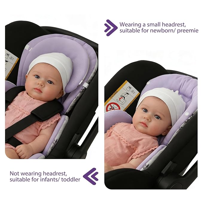 Infant Car Seat Insert, Body Support for Baby Newborn Infant Toddler with Extra Headrest, Shoulder Pads Set, Soft, Plush Fabric, Reversible Design Fits for Stroller, Baby Swing, Bouncer
