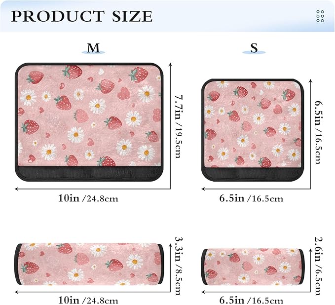 2 Pack Seatbelt Covers Seat Belt Cover Pad for Adults Boys Girls Car Seat Strap Covers Pads Cushion Universal Shoulder Strap Pad Protector for Backpack Camera Bag 6.5 Inch Pink Floral Strawberry Heart