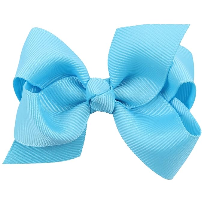 3 Inch Baby Girl Hair Bows Boutique Hair Clip Teens Toddlers Hairpin Headwear - Set of 2 (Sky Blue)