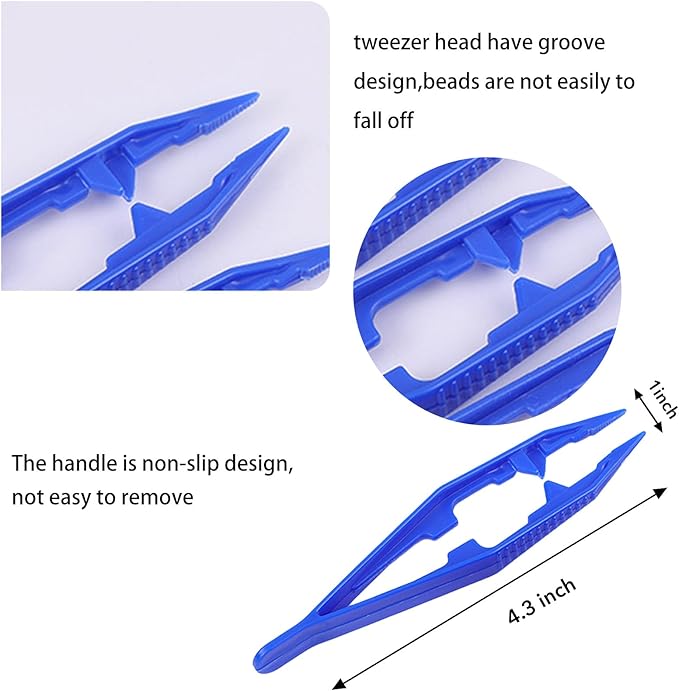 10Pcs Plastic Tweezers for Fine Motor Skills, Sensory Bins & Jewelry Making - Non-Slip Grip Bead Sorting Tools with Assorted Colors (White, Pink, Blue, Green, Yellow) (5 Colors 10Pcs)