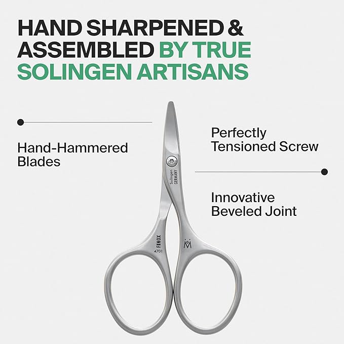 GERMANIKURE Rounded Safety Nail Scissors - FINOX Surgical Stainless Steel baby scissors and Manicure Tools in Leather Case - Self Grooming Scissors for nails Ethically Made in Solingen Germany NO CASE