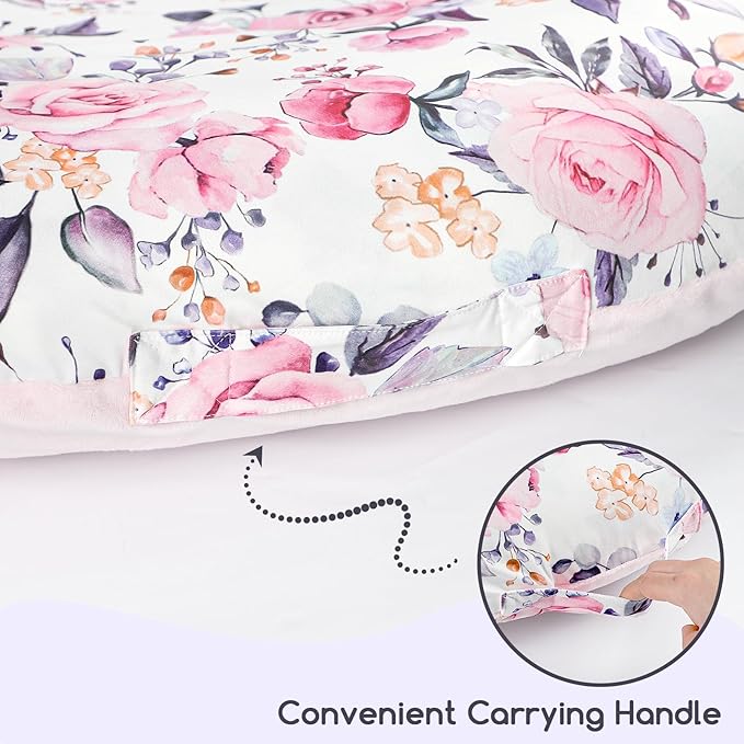Newborn Lounger Cover for Boys Girls, Soft Comfortable Baby Lounger Cover 1 Pack Reversible Removable Fleece Slipover for Infant Lounger Pillow, Stylish Floral (Cover Only)