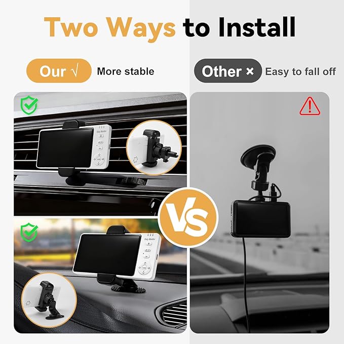 2000mAh Wireless Baby Car Camera 3500mAh Monitor Auto On/Off Car Baby Camera Monitor No Wifi - Carseat Mirror with Brightness Volume Zoom/Night Vision/Temp/Feeding/2-Way Talk/8 Lullaby/Vox