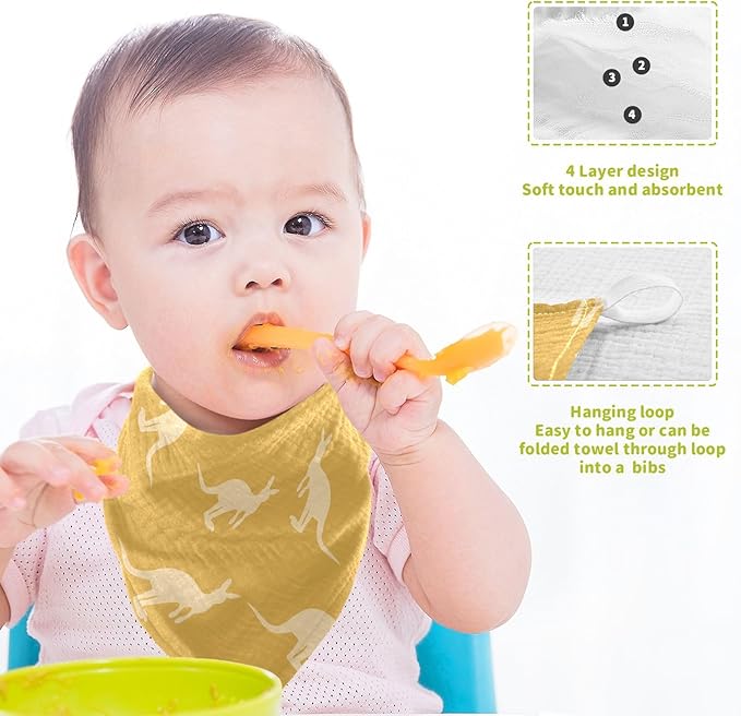 vvfelixl Baby Muslin Washcloths Kangaroo Australia Animals Baby Burp Cloths Cotton Baby Face Towel for Newborn Infants Boys Girls Soft and Absorbent 11.8 X 11.8 in, 3 Pack