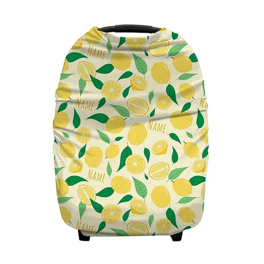 Personalized Baby Car Seat Cover for Boys Girls, Custom Nursing Covers for Breastfeeding with Name, Infant Stroller Cover, Baby Carseat Canopy for Newborn, Multiuse Car Seat Canopies, Lemon