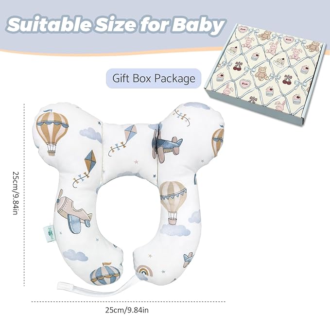Baby Travel Pillow, U-Shape Pillow for Car Seat and Stroller Use, Lightweight Baby Travel Accessory (Sky Explorer)