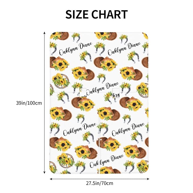 Personalized Baby Car Seat Canopy for Baby Girls, Custom Name Sunflower Cowgirl Baby Car Seat Covers for Babies, Opening Minky Nursing Breastfeeding Cover for Infant, Carseat Canopies for Newborn