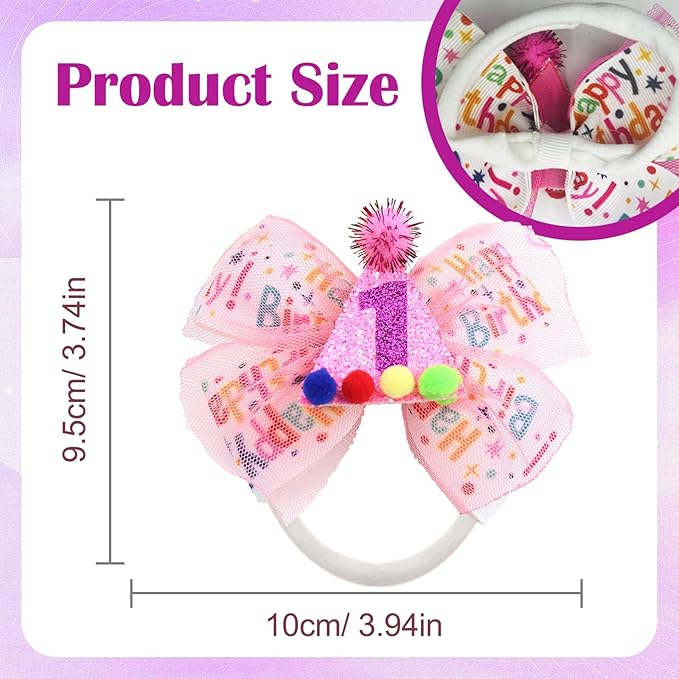 1st Birthday Hair Bow for Baby Girls, Hot Pink Hair Clip Hair Accessories for Girls 1 2 3 4 5 6 Years Birthday Ribbon Bows Party Supplies Decorations