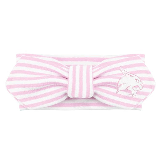 Creative Knitwear Texas State Bobcats Infant Girls Pink/White Striped Hair Knot Headband Embroidered Logo - Size Newborn - 4T