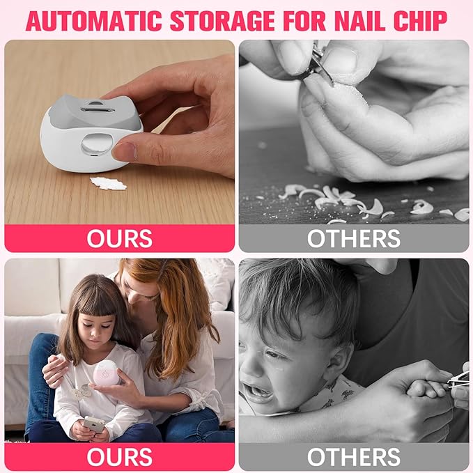 2026 New Electric Nail Clippers, Automatic Nail Trimmer with LED Light & 2 Speeds with Nail Scraps Storage, Portable USB Rechargeable Safety Fingernail Trimmer for Baby Seniors (Pink)