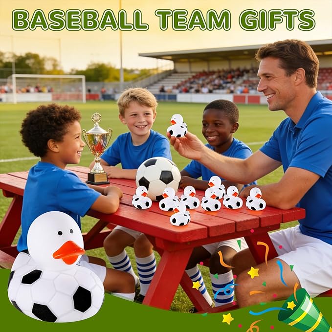 SCIONE 28 Pcs Football Rubber Ducks Bulk - 2 Inch Sports Theme Duckie Toys - Small Rubber Duck Figurines for Kids Birthday Party Favors, School Classroom Rewards and Carnival Prizes